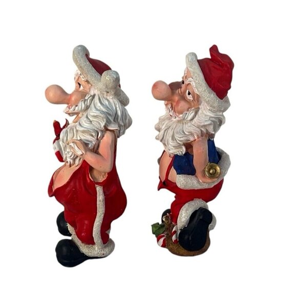 vintage lot of 2 whimsy ceramic santa figurines 9'' super cute - Picture 5 of 13